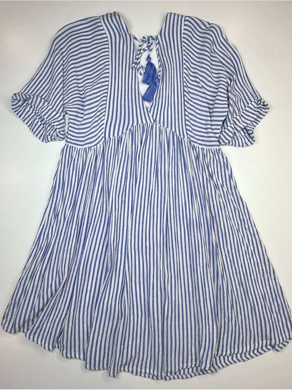 Blue Island Striped Tassel Tie Beach Swim Coverup Dress Size M - Picture 10 of 11